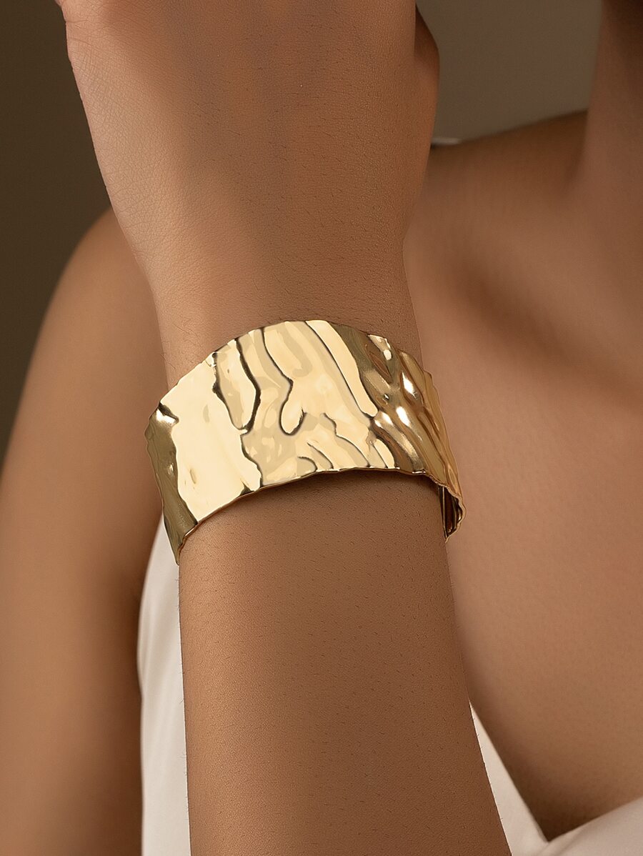 Pulsera abierta con textura - Amarillo Oro - Ver 1