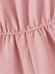 SHEIN Leap Crew Tween Girl Letter Patched Cami Jumpsuit & Button Front Shirt - Dusty Pink - View 3