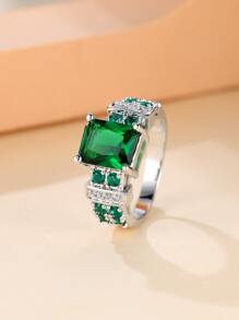 1 chiếc nhẫn trang trí đính đá quyến rũ dành cho phụ nữ để làm quà tặng hẹn hò - màu xanh lá - Xem 1