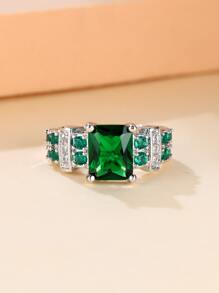 1 chiếc nhẫn trang trí đính đá quyến rũ dành cho phụ nữ để làm quà tặng hẹn hò - màu xanh lá - Xem 3