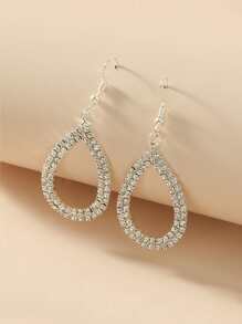 Bông tai giọt nước đính đá - Bạc - Xem 2