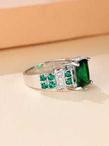 1 chiếc nhẫn trang trí đính đá quyến rũ dành cho phụ nữ để làm quà tặng hẹn hò - màu xanh lá - Xem 4