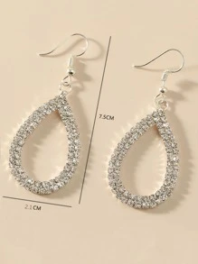 Bông tai giọt nước đính đá - Bạc - Xem 4