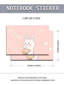 2 piezas Pegatina con dibujos animados con patrón de conejo protectora para 15.6-16 pulgada ordenador portátil - Multicolor - Ver 5