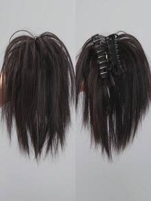 短直筒合成纖維髮髻帶爪 - 黑色 - 查看 4