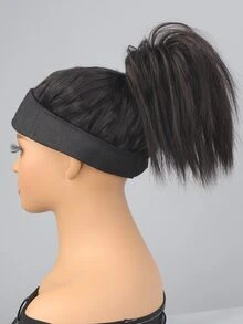 短直筒合成纖維髮髻帶爪 - 黑色 - 查看 5