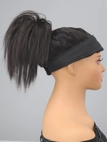 短直筒合成纖維髮髻帶爪 - 黑色 - 查看 7