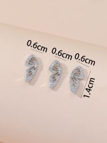 3pcs/Set Glamorous Cubic Zirconia Butterfly Stud Earring For Women For Daily Decoration - Silver - View 3