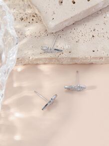 3pcs/Set Glamorous Cubic Zirconia Butterfly Stud Earring For Women For Daily Decoration - Silver - View 4