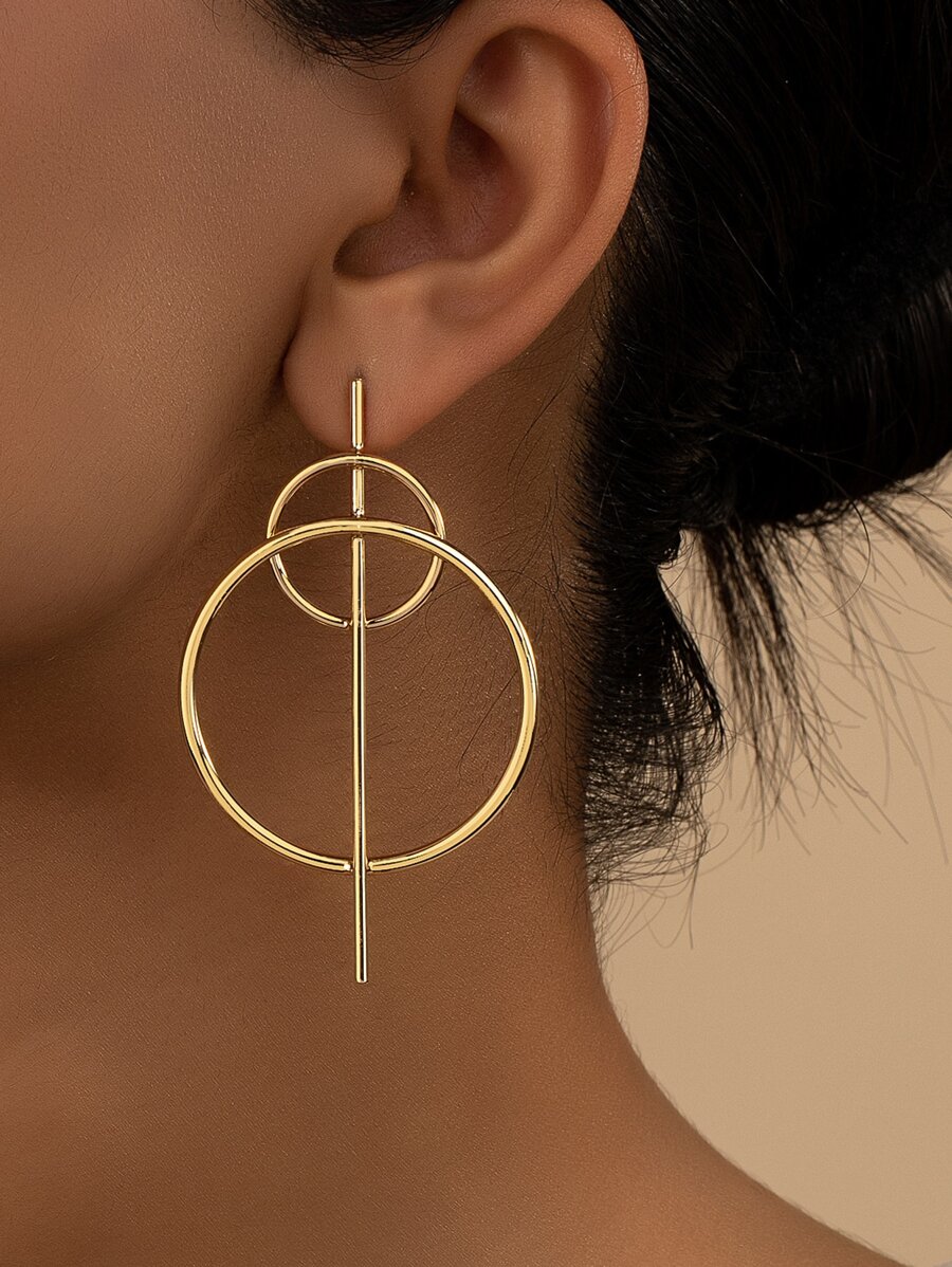 Circle Stud Earrings - Yellow Gold - View 1