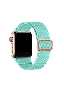 1入組18mm/20mm/22mm寬度調節長度尼龍環彈性手錶帶，適用於三星Galaxy Watch 5/4 40mm 44mm，Galaxy Watch 5 Pro 45mm手錶帶/ Watch 4 Classic 42mm 46mm/Active 2。柔軟，透氣的尼龍運動手錶帶，適用於Apple Watch 38/40/41mm和42/44/45/49mm。超調節長度編織環手錶帶適用於Pixel手錶。鑲有水晶的通用智慧手錶帶，適用於Fitbit Versa2、Versa3、Versa4手錶。 - 薄荷綠 - 查看 1