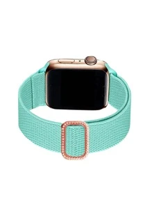 1入組18mm/20mm/22mm寬度調節長度尼龍環彈性手錶帶，適用於三星Galaxy Watch 5/4 40mm 44mm，Galaxy Watch 5 Pro 45mm手錶帶/ Watch 4 Classic 42mm 46mm/Active 2。柔軟，透氣的尼龍運動手錶帶，適用於Apple Watch 38/40/41mm和42/44/45/49mm。超調節長度編織環手錶帶適用於Pixel手錶。鑲有水晶的通用智慧手錶帶，適用於Fitbit Versa2、Versa3、Versa4手錶。 - 薄荷綠 - 查看 2