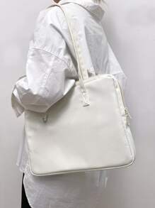 纯色简约旅行校园单肩电脑包教室笔记本电脑包教室包教师收纳包教室收纳包 - 米色 - 查看 5