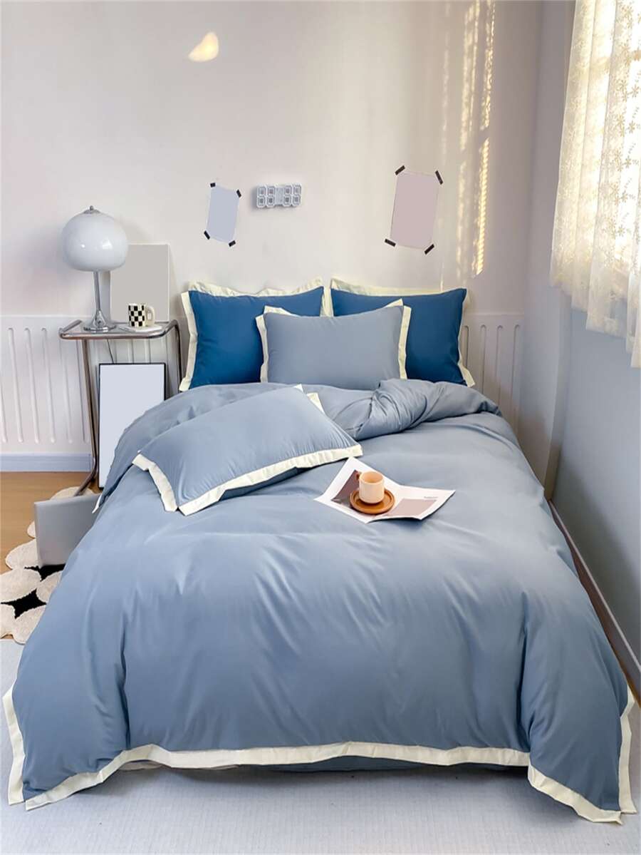 Two Tone Duvet Cover Set Without Filler - Baby Blue - View 1