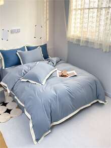 Two Tone Duvet Cover Set Without Filler - Baby Blue - View 2