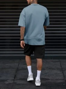 Manfinity Homme Men Plus Geo Print Drop Shoulder Tee & Shorts - Multicolor - View 2