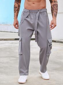 Manfinity Men Flap Pocket Side Cargo Trousers - Grey - View 1