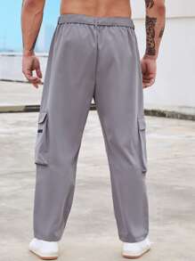 Manfinity Men Flap Pocket Side Cargo Trousers - Grey - View 2