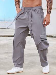 Manfinity Men Flap Pocket Side Cargo Trousers - Grey - View 3