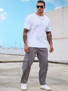 Manfinity Men Flap Pocket Side Cargo Trousers - Grey - View 4
