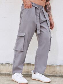 Manfinity Men Flap Pocket Side Cargo Trousers - Grey - View 7