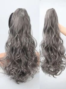 長款卷馬尾合成纖維接髮帶爪 - 深灰色 - 查看 1