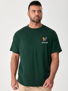 Manfinity EMRG Áo thun & Áo lót Nam Hoạt hình Lá thư Giải trí - màu xanh lá - Xem 2