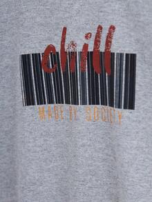 RueChic Hombres Camiseta con estampado de letra - Gris - Ver 3