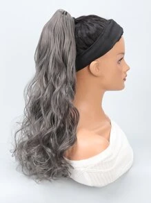 長款卷馬尾合成纖維接髮帶爪 - 深灰色 - 查看 6