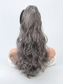 長款卷馬尾合成纖維接髮帶爪 - 深灰色 - 查看 7