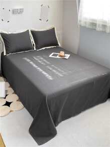 Two Tone Duvet Cover Set Without Filler - Dark Grey - View 4