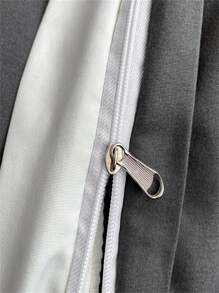 Two Tone Duvet Cover Set Without Filler - Dark Grey - View 7