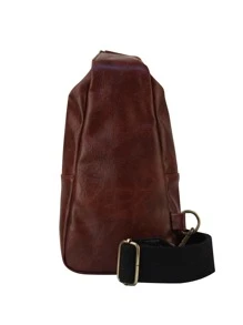 橄欖球PU皮革迷你單肩包 - 鏽棕色 - 查看 3