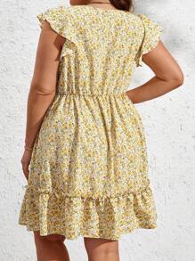 SHEIN VCAY Vestido con estampado floral bajo con fruncido - Multicolor - Ver 2