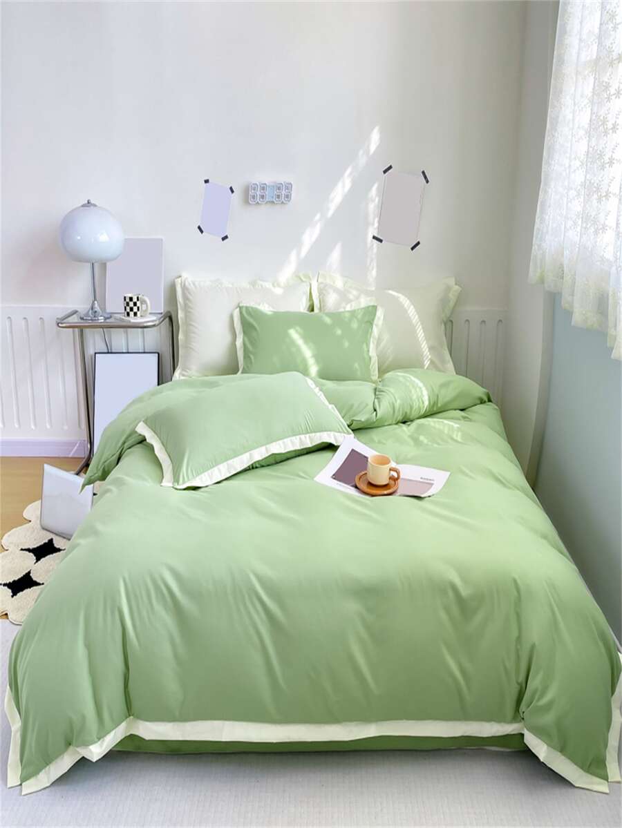 Two Tone Duvet Cover Set Without Filler - Green - View 1