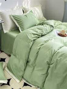 Two Tone Duvet Cover Set Without Filler - Green - View 5