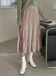 DAZY Falda de talle alto bajo con fruncido - Rosa vieja - Ver 1