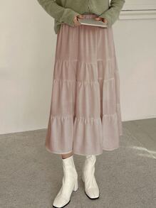 DAZY Falda de talle alto bajo con fruncido - Rosa vieja - Ver 3