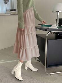 DAZY Falda de talle alto bajo con fruncido - Rosa vieja - Ver 5