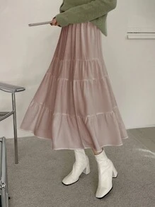 DAZY Falda de talle alto bajo con fruncido - Rosa vieja - Ver 6