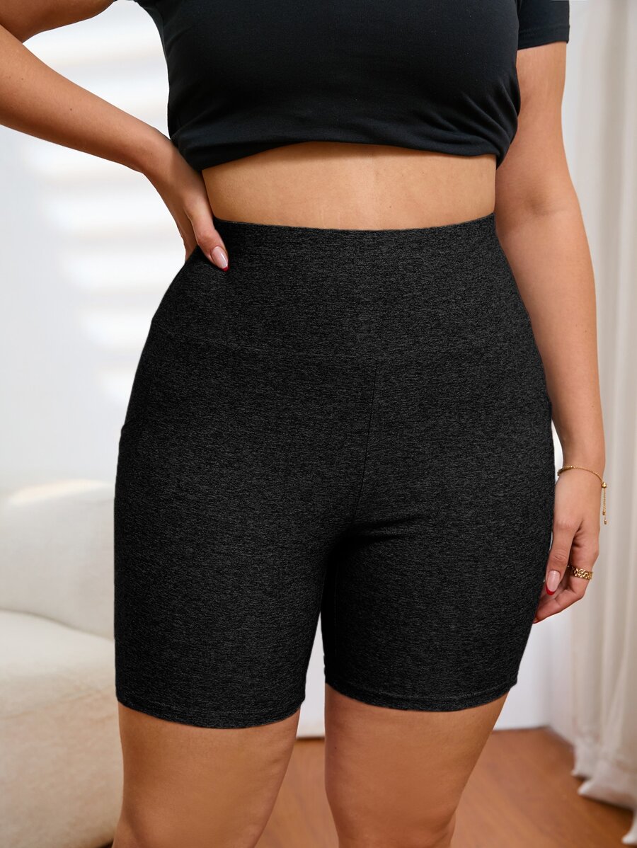 SHEIN EZwear Quần lót kích thước lớn màu trơn Giải trí - màu đen - Xem 1