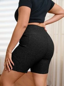 SHEIN EZwear Quần lót kích thước lớn màu trơn Giải trí - màu đen - Xem 2
