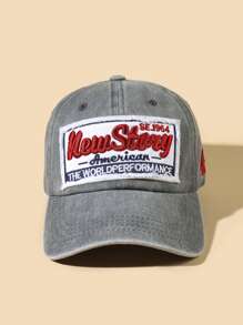 1入組男士數字字母刺繡貼布裝飾時尚棒球帽適用於戶外遊玩 - 灰色 - 查看 2