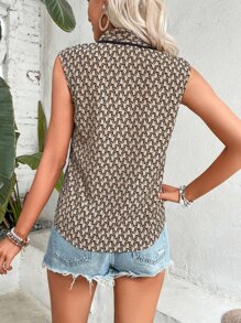 SHEIN LUNE 滿版印花撞色滾邊襯衫 - 彩色 - 查看 2