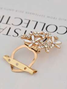 1pc Women Rhinestone Flower Decor Anti-slip Glamorous Scarf Pin For Daily Decoration - Gold - View 2