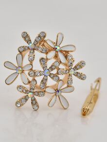 1pc Women Rhinestone Flower Decor Anti-slip Glamorous Scarf Pin For Daily Decoration - Gold - View 6