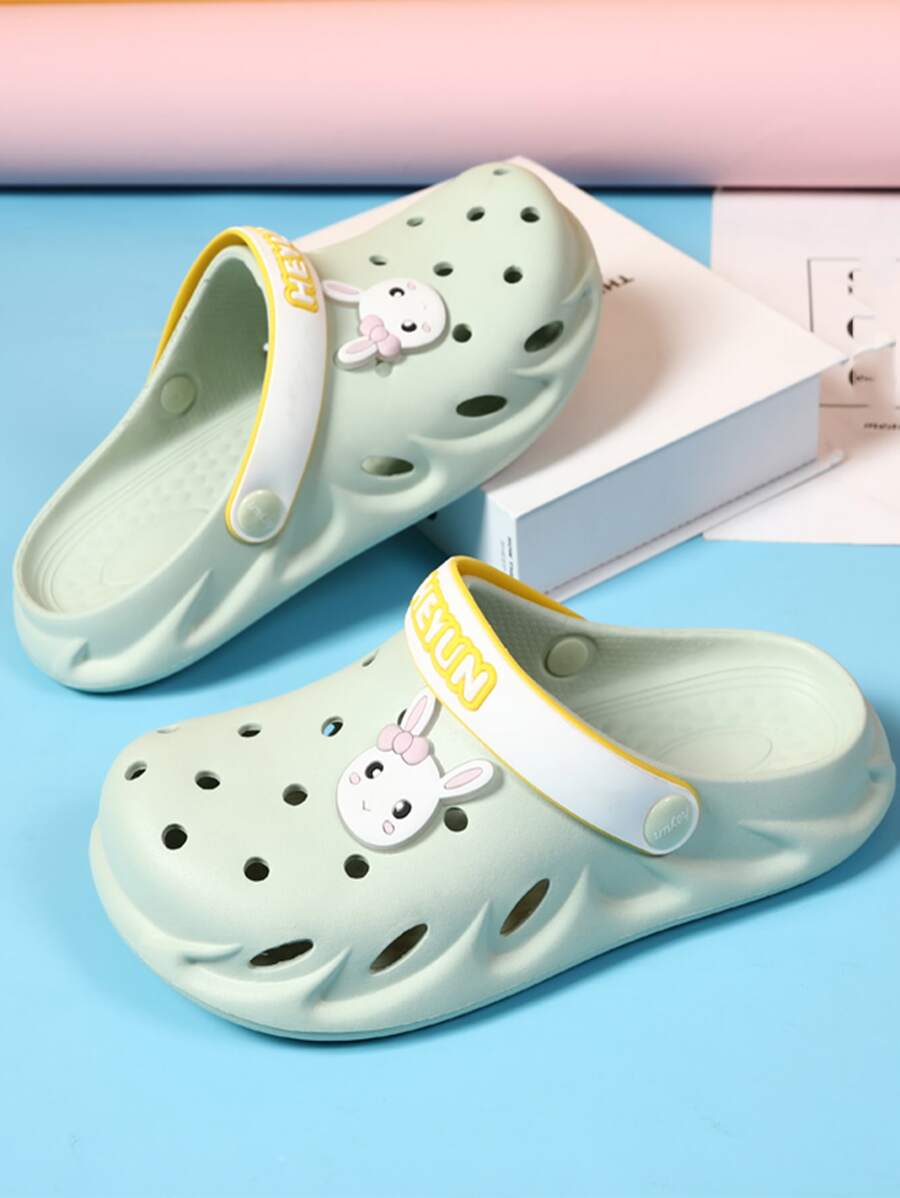 Women Cartoon Rabbit Decor Vented Clogs, Preppy Outdoor EVA Clogs ...