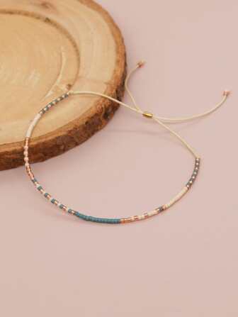 1pc Colorful Beaded Adjustable Bracelet For Women, Fashionable Daily Wear, Suitable As New Year Gift