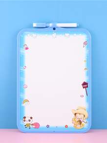 1 set Pizarra blanca con gráficos de dibujos animados, pizarra blanca multifuncional moderna para estudiantes - Azul - Ver 5