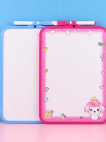 1 set Pizarra blanca con gráficos de dibujos animados, pizarra blanca multifuncional moderna para estudiantes - Azul - Ver 7